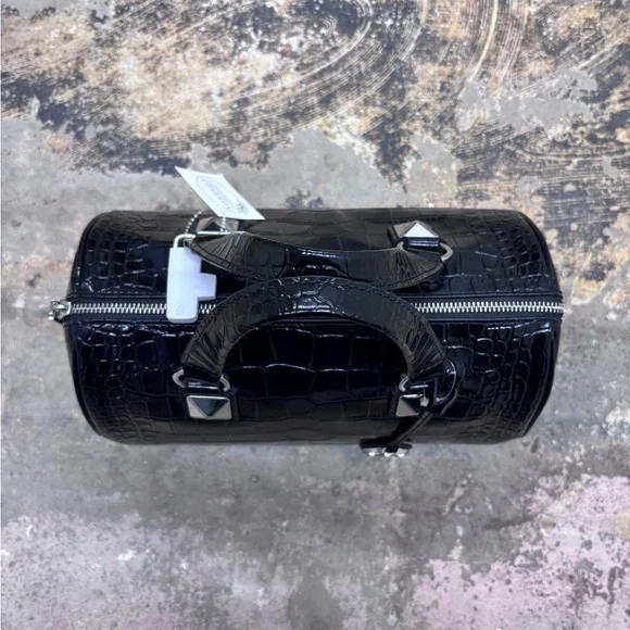 NWT Michael Kors Grayson Black Medium Crocodile-Embossed Leather Duffel Satchel - Picture 7 of 13